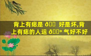 背上有痣是 🐠 好是坏,背上有痣的人运 🌺 气好不好